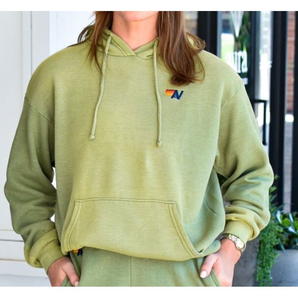 Aviator Nation Vintage Logo Pullover Hoodie, XXL Relaxed Unisex Green